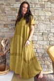 Tasha Damask T Shirt Maxi Dress Deep Olive